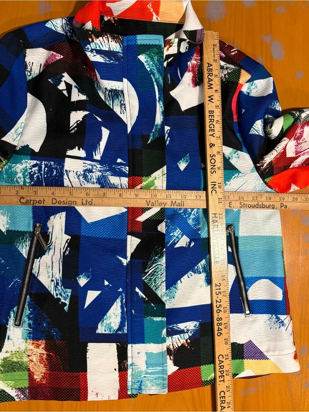 Damee Multicolor Abstract Print Moto Jacket - Art to Ware Women’s Coat Size S